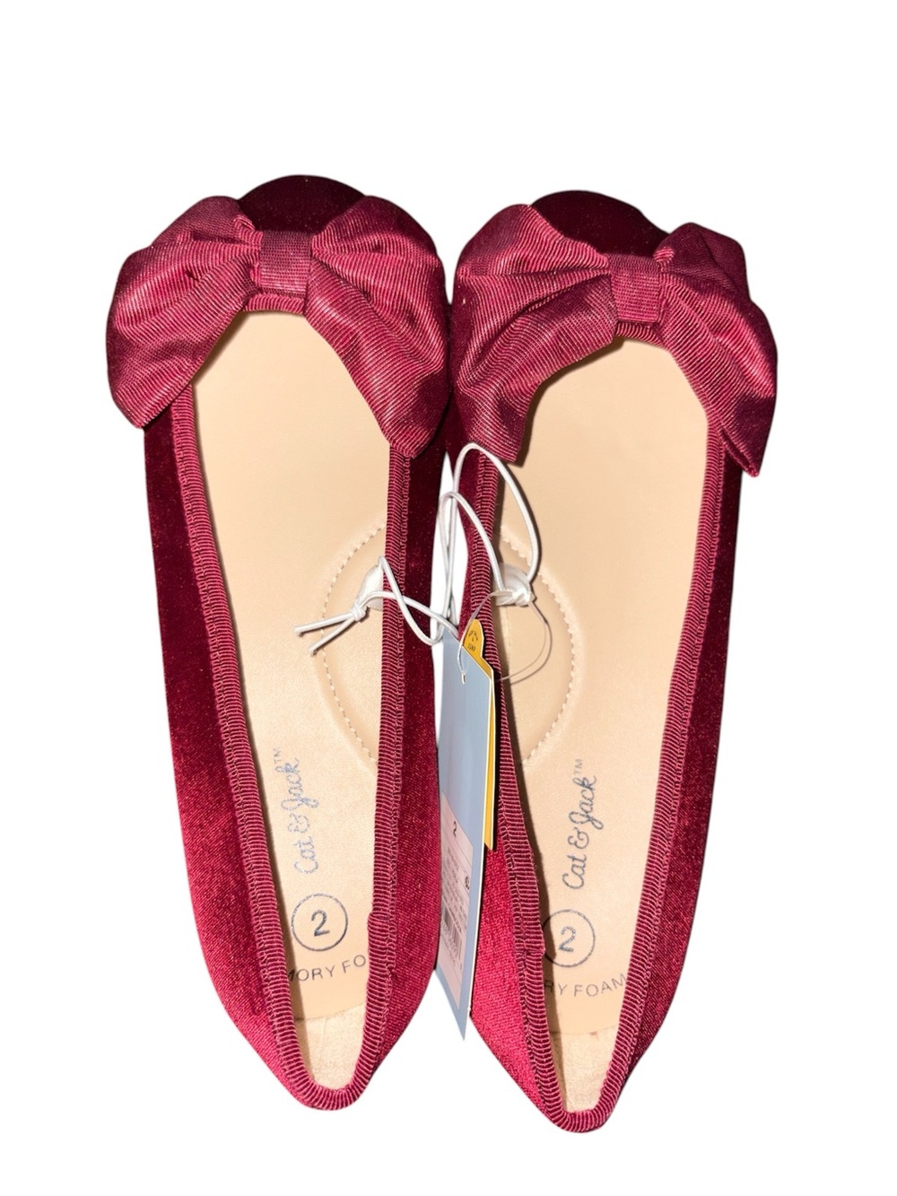 Cat & Jack Wine Bow Ballet Flats - Perla